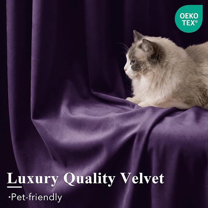 Purple Orchid Velvet Curtains Back Tab, W52 x L108 inches, 2 Panels | Room - Image 5