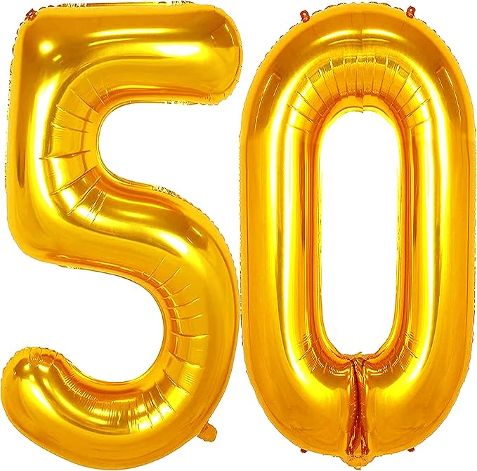 Jonhamwelbor 50 Number Balloons Gold Big Giant Jumbo Number 50 Foil Mylar by Jonhamwelbor