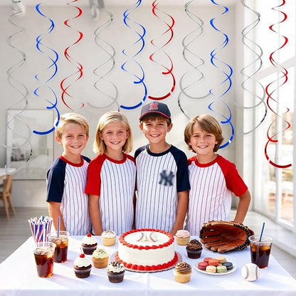 36PCS Red Blue Silver Hanging Swirl, Sparkle Ceiling Hanging Decorations - Image 5