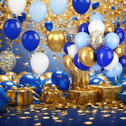 Blue Gold Balloons, 12 Inch Royal Blue and Gold Balloons - Image 3