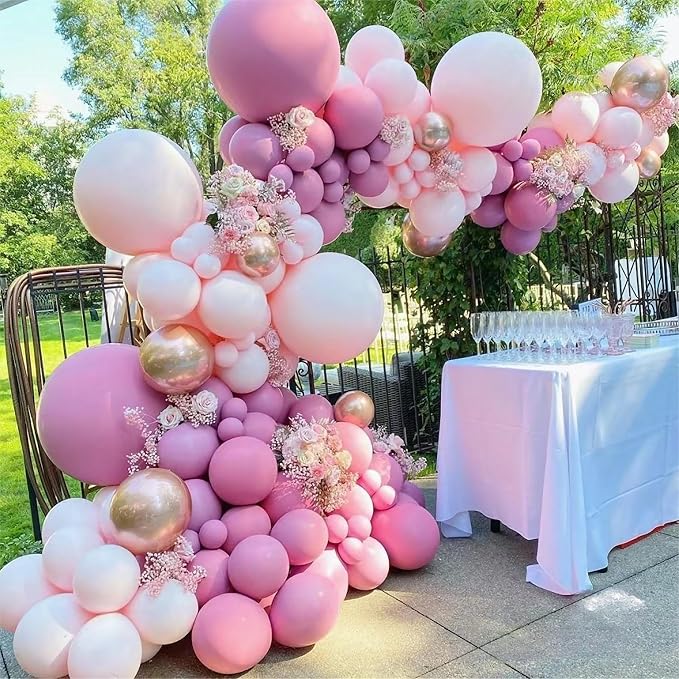 MEBAY Retro Rose Baby Pink Champagne White Sand Balloons Garland Arch Kit - Image 4