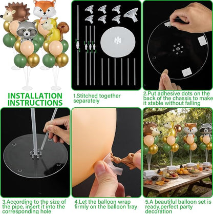 4 Sets Vbs Woodland Animals Party Balloons Stand Kit - Image 3