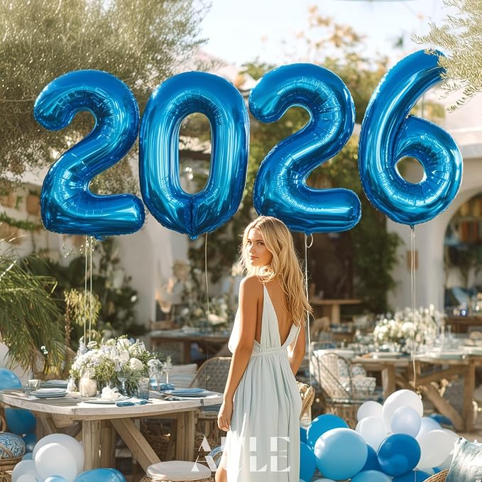 AULE 40 Inch 4 Blue Balloon Number Foil 0-9 Birthday Big Numbers | Birthday - Image 4
