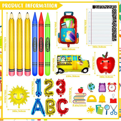 23 Pcs Welcome Back to School Balloons Arch Kit Pencil Crayon Balloon ABC 123 - Image 2