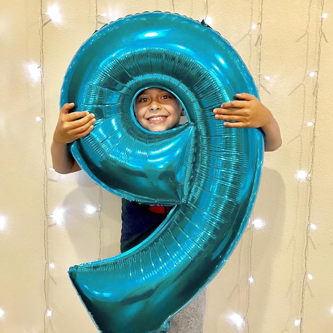 5 Balloon Numbers Birthday Decorations, 40In Light Blue Balloons - Image 3