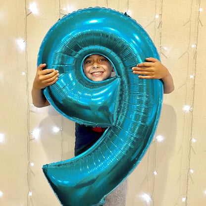 1 Balloon Numbers Birthday Decorations, 40In Light Blue Balloons - Image 4