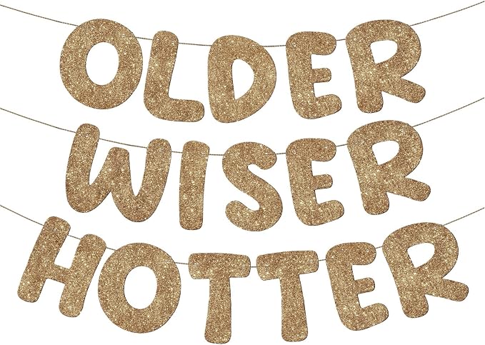 Fulmoon Set of 3 Pre Strung Older Wiser Hotter Glitter Banner Funny Birthday by Fulmoon