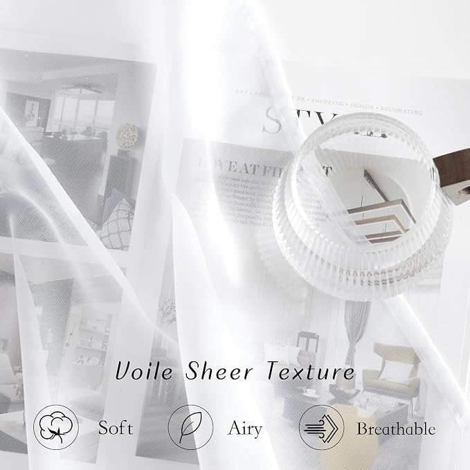NICETOWN Sheer White Sliding Door Curtains - Image 4