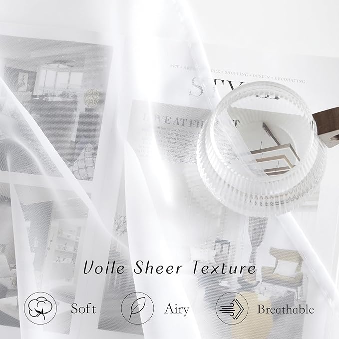 NICETOWN White Sheer 30 inch Curtains - Image 4