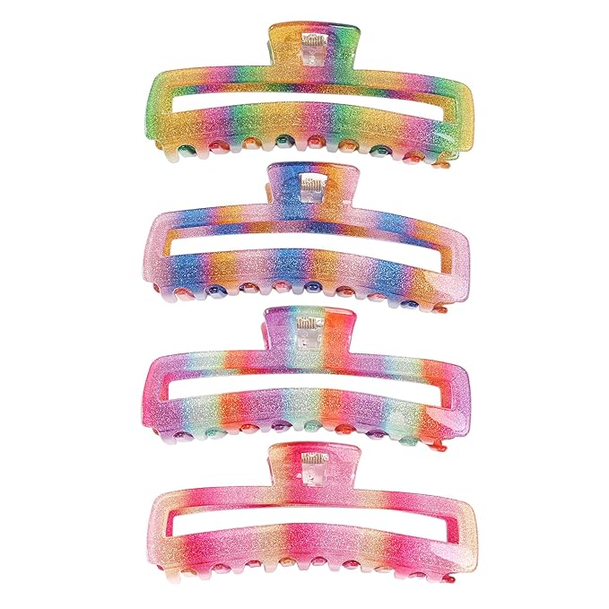 Hair Clip, Rectangle Design for Women Girls, Nonslip French Hair Claw Clips, Strong Hold Hair Jaw Clips, 4 Pack