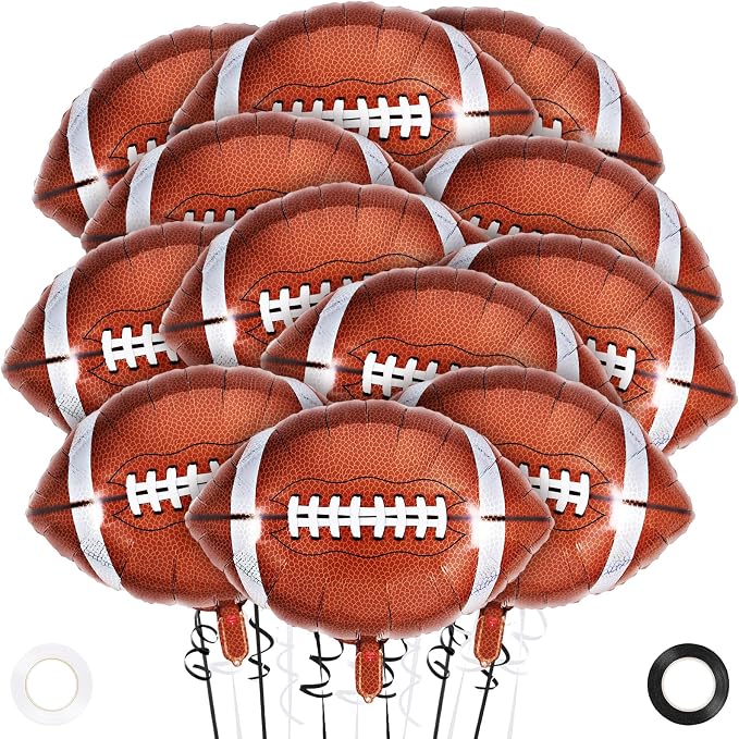 12 Pcs Football Balloons, 18 Inch Football Foil Balloons, Football Party by YOTHORN