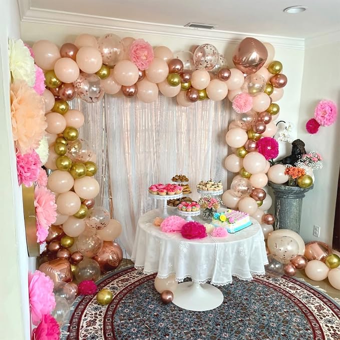 Blush Rose Gold Balloon Garland Arch Kit, 119 Pieces Peach Pink Gold Pastel - Image 4