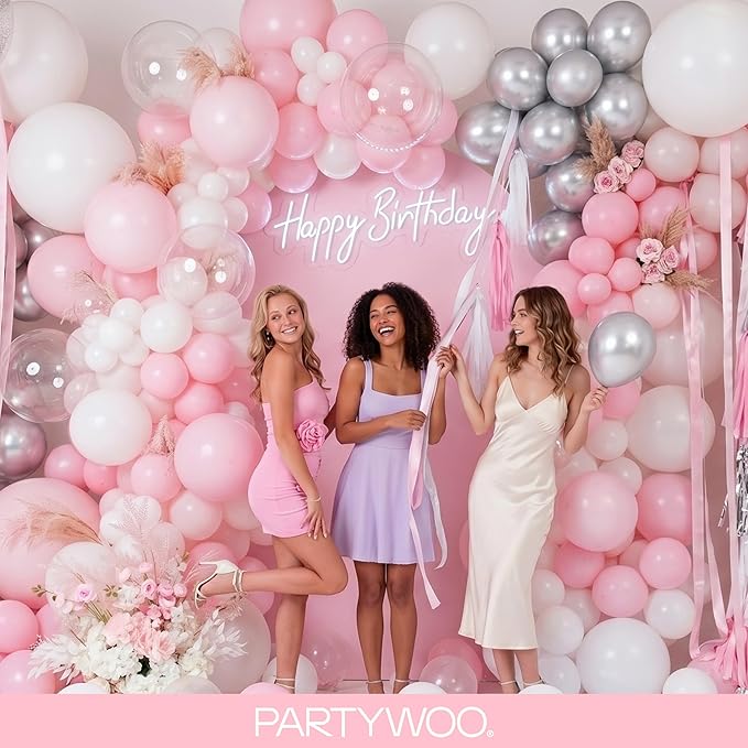 PartyWoo Baby Pink Balloons 140pcs Pastel Pale Pink Color 18 12 10 5 Inch | 18 - Image 5