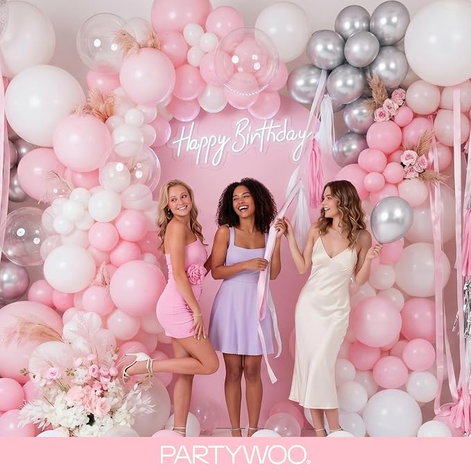 PartyWoo Baby Pink Balloons 127pcs Pastel Pale Light Pink Color | 36 18 12 10 5 - Image 5