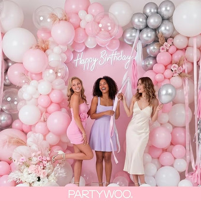 PartyWoo Baby Pink Balloons 127pcs Pastel Pale Light Pink Color | 36 18 12 10 5 - Image 5