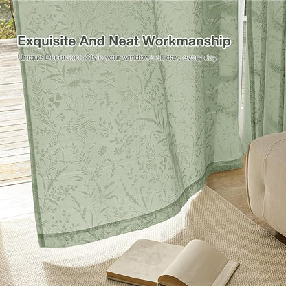 Anmao Sage Green Semi Sheer Light Filtering Short Curtains 45 Inches Long 2 - Image 7