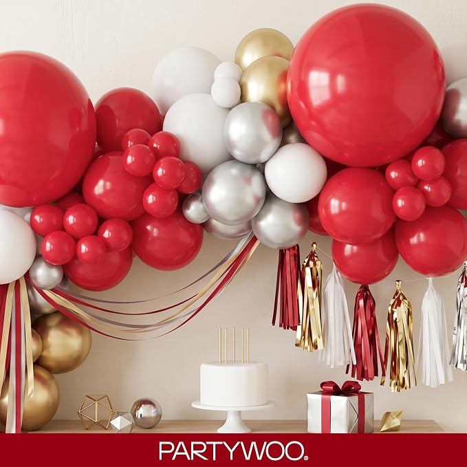 PartyWoo Burgundy Balloons 140pcs Dark Red Maroon Ruby Red Different Sizes | 18 - Image 8