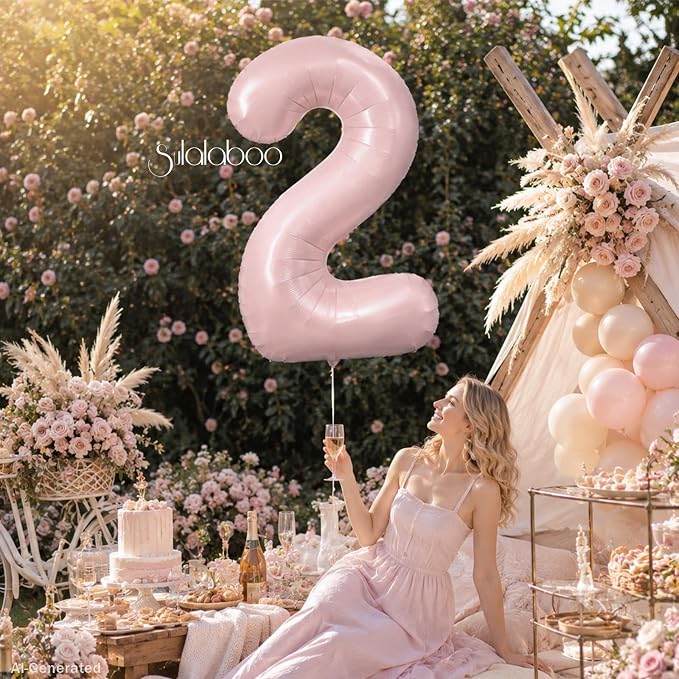 40 Inch Light Pink Number 2 Foil Big 0-9 Giant Digital Balloon | 2nd - Image 4