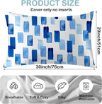 Modern Style Abstract Blue Satin Pillow Case Queen Size,Soft Pillowcases for Hair and Skin Similar to Silk,Pillowcases with Hidden Zipper Bedding Accessories,20X30 Inches,1 Pack