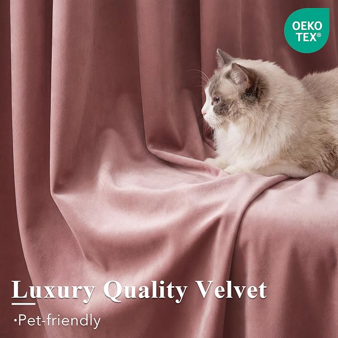 Mauve Velvet Curtains for Home Theater Room Nursery, 300GSM Heavy Soft Velvet - Image 5