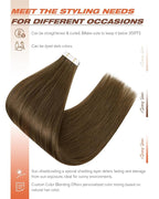 Sunny Hair Human Hair Tape in Extensions, Cool Brown Tape in Hair Extensions Human Hair 24 inch Straight Remy Tape in Human Hair Extensions 20Pcs 50g