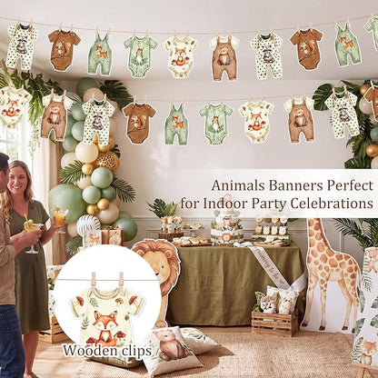 Frienda Woodland Animal Baby Shower Banner Gender Neutral Decorations Sage - Image 5
