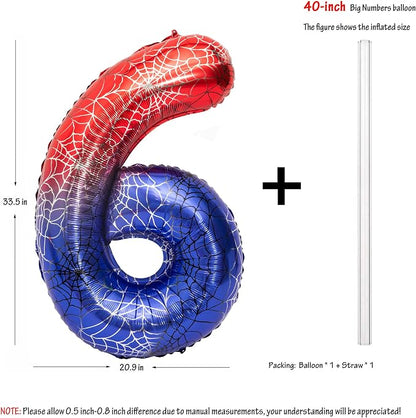 40 In Red And Blue Birthday Theme Large Number 6 Balloon | Giant Large Helium - Image 2