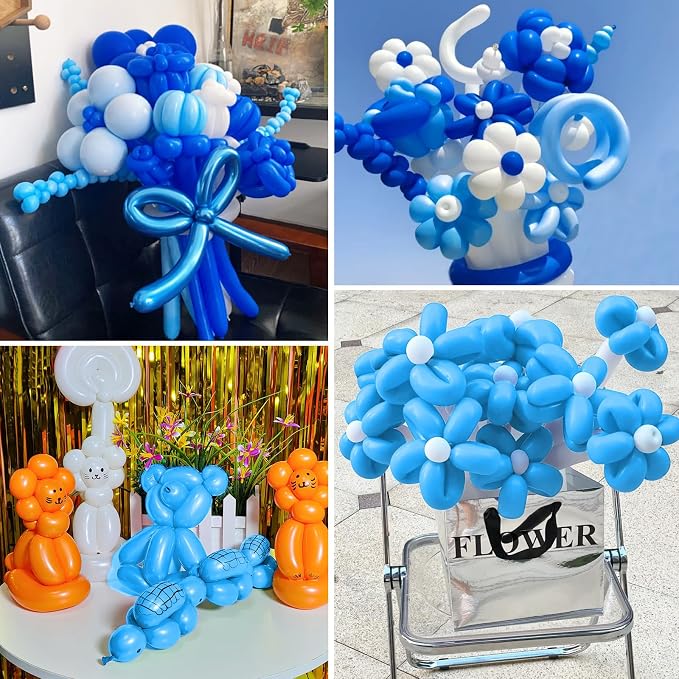 100Pcs Light Blue 260 Balloons, Long Balloon - Image 5