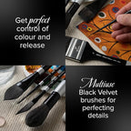 Silver Brush Limited 3000S-8 Black Velvet Round Paintbrush for Watercolor, Gouache, Inks, & Dyes, Size 8, Short Handle