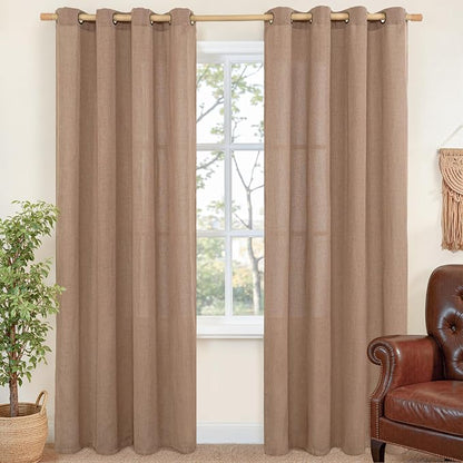 YoungsTex Mocha Brown Linen Curtains 84 Inch Length by YoungsTex