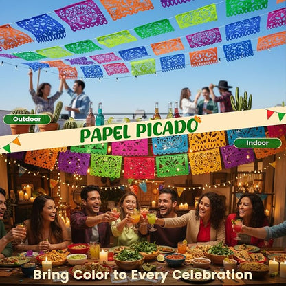 DOMESTAR 1 Pack 18 FT Papel Picado Banner, Fiesta Mexican Party Decoration | - Image 3