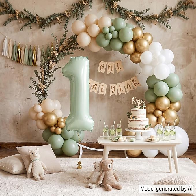Olive Green Number 1 Balloon 40 Inch, Foil Numeral - Image 3