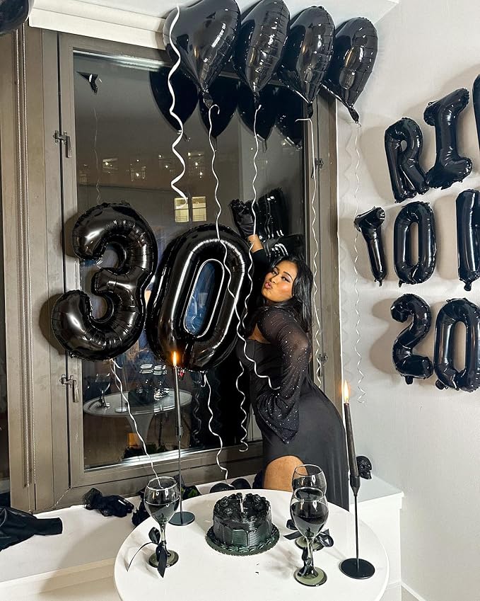 Black Number 40 Balloon 40 Inch, 40th Birthday Party Decorations Men Women | - Image 4