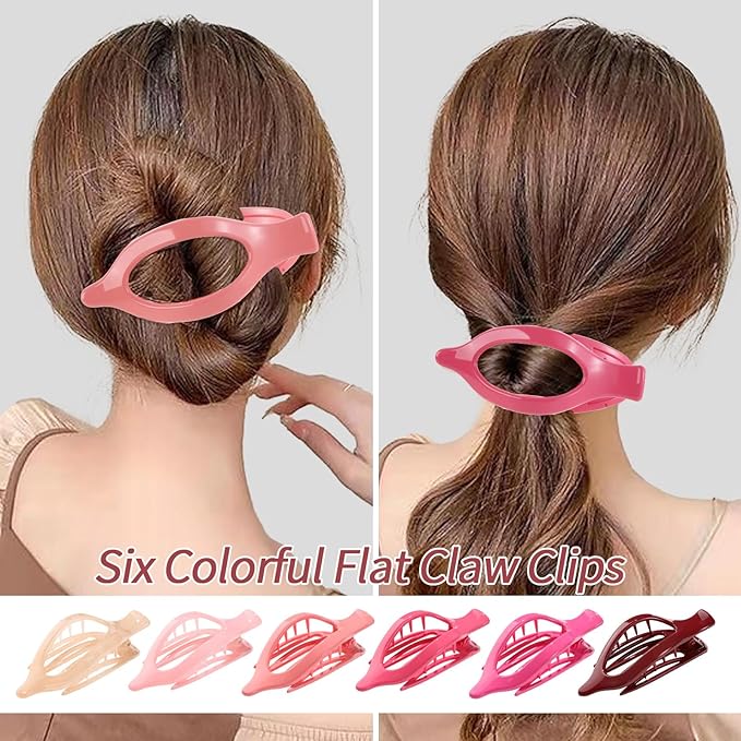 6 Packs Flat Hair Clips for Women, French Flat Claw Clips for Women Girls, Alligator Clips for Thick Thin Hair, Strong Hold Duck Billed Clips,4.7 Inches Hair Clips,Cherry Pink, Christmas Gifts