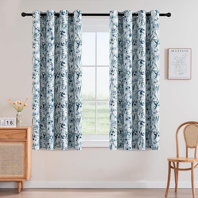 H.VERSAILTEX Blackout Curtains 63 Inch Length 2 Panels Set Floral Print Curtain by HVERSAILTEX