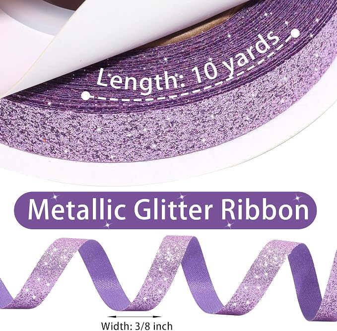 Light Purple Metallic Glitter Ribbon - Image 3