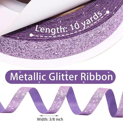 Light Purple Metallic Glitter Ribbon - Image 3