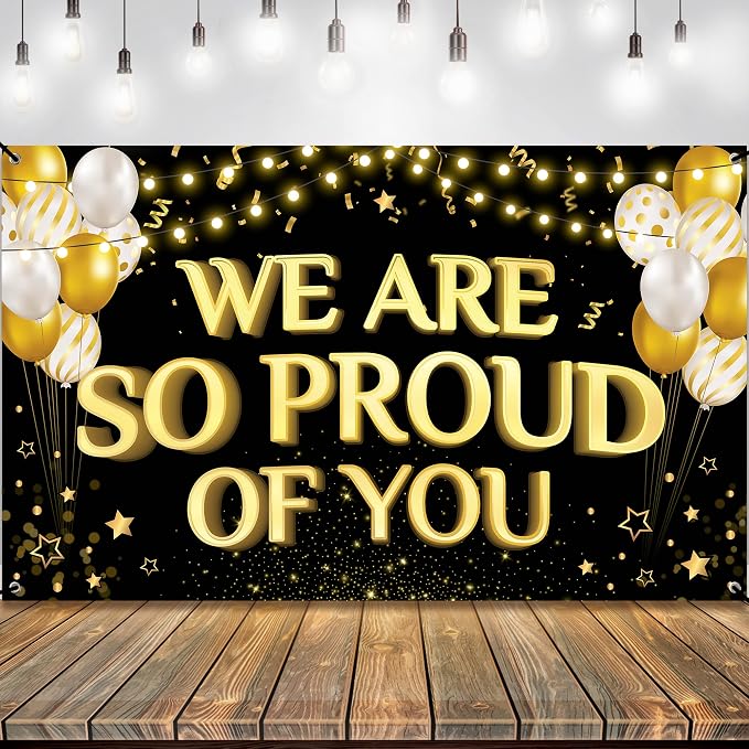 KatchOn We Are So Proud of You Banner 72x44 Inch | Graduation Backdrop by KatchOn