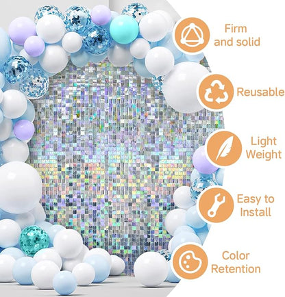 4x6 FT Iridescent Silver Shimmer Wall Backdrop, Glitter Bling Photo Backdrop - Image 2