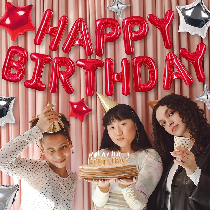CANREVEL Happy Birthday Banner Decorations + Sign Balloons, - Image 5
