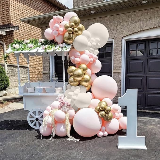 Pink Beige Gold Balloon Garland Arch Kit, 109 Pieces Blush Pastel Pink Peach - Image 3