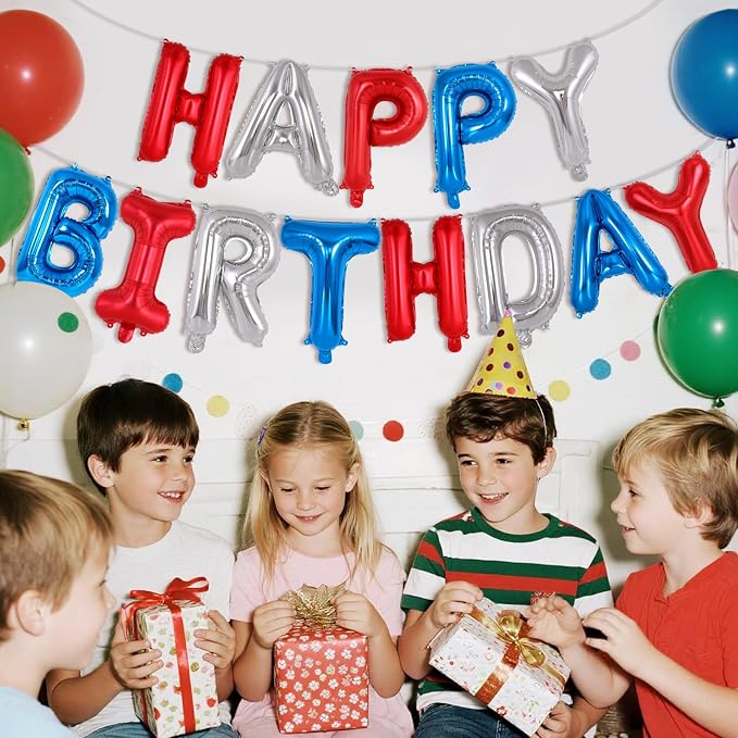 Happy Birthday Balloons Banner, Foil Balloon Personalized Name Letters Balloons - Image 3