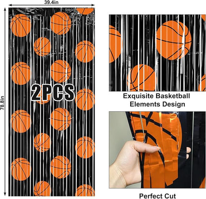 2 Packs Basketball Foil Fringe Curtain, Baby Shower, Game Day, Team Celebrations - Image 6