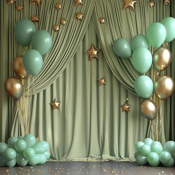 ESGOTBME 30x10ft Wrinkle Free Sage Green Backdrop Curtain - Image 7
