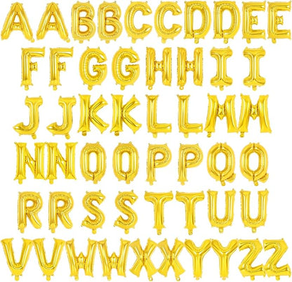 52 Pcs Gold Letter Balloons, 16 Inch Foil Alphabet Letter Balloons, Letter A-Z by YOTHORN