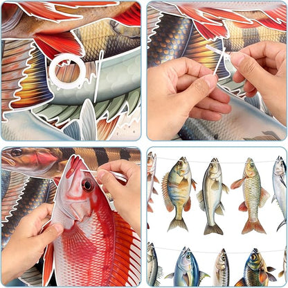 Hooqict Fishing Hanging Banner Garland Fish Birthday Party Banner - Image 7