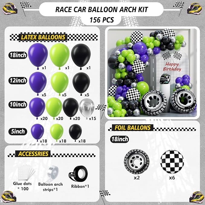 Monster Truck Balloon Arch Garland Kit 156pcs - Image 2