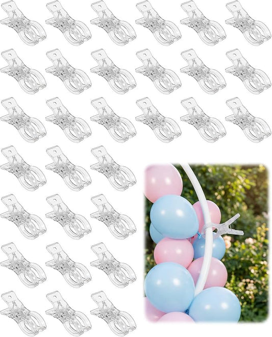 30PCS Large Balloon Arch Clips, 3.5 Inch Clear Heavy Duty Plastic Clip Spring by Unknown