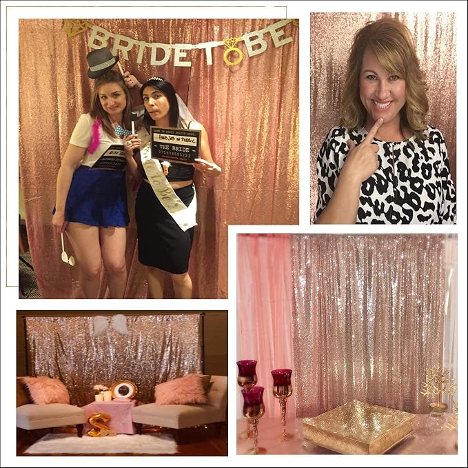 Poise3EHome Rose Gold Sequin Backdrop, 8FT x 10FT Sequin Photography Backdrop - Image 7