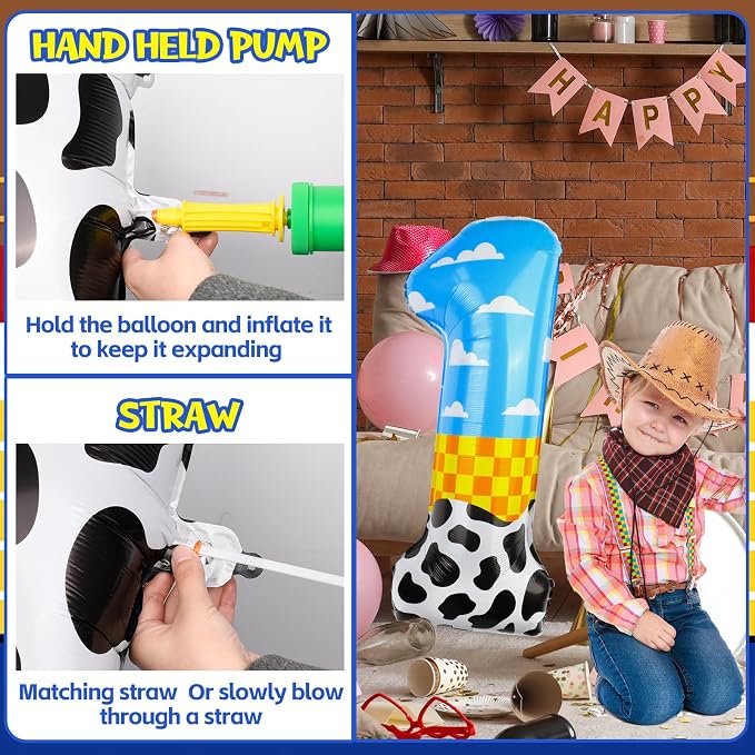 40 Inch Number 1 Balloon Blue Clouds Cartoon Story Balloons Toy Inspired Story - Image 4